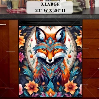 Preview of Native Fox and Flowers magnet in Extra Large size.