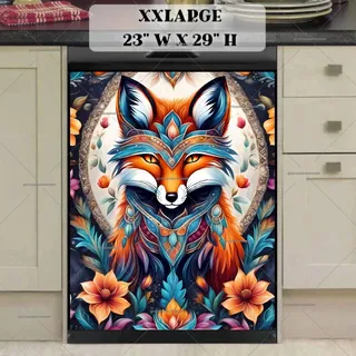 Preview of Native Fox and Flowers magnet in XX Large size.