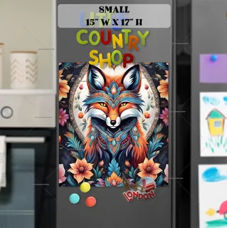 Preview of Native Fox and Flowers magnet in Small size.