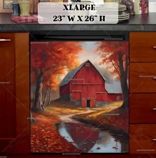 Preview of Autumn Barn and Maple Trees magnet in Extra Large size.