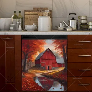 Preview of Autumn Barn and Maple Trees magnet.