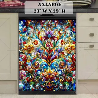 Preview of Stained Glass Folklore Flowers magnet in XX Large size.