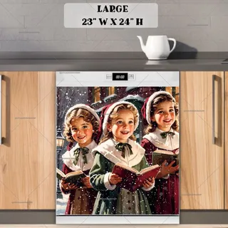 Preview of Vintage Christmas Carol Girls magnet in Large size.