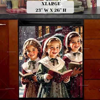 Preview of Vintage Christmas Carol Girls magnet in Extra Large size.