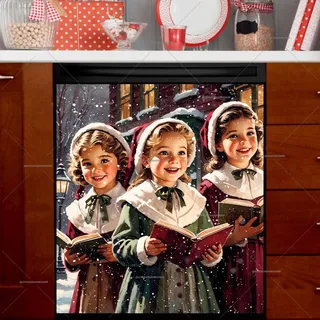 Preview of Vintage Christmas Carol Girls magnet.