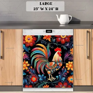 Preview of Boho Farmhouse Rooster magnet in Large size.