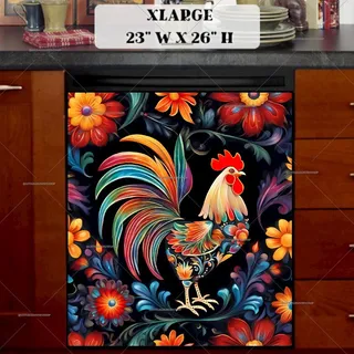 Preview of Boho Farmhouse Rooster magnet in Extra Large size.