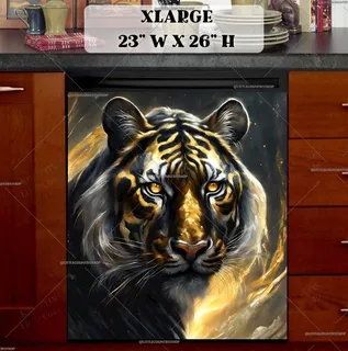 Preview of Beautiful Golden Tiger magnet in Extra Large size.