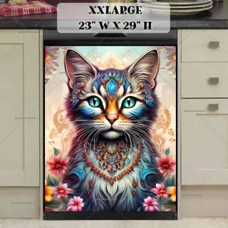 Preview of Bohemian Floral Cat magnet in XX Large size.