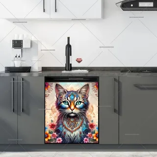 Preview of Bohemian Floral Cat magnet.