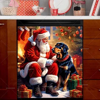 Preview of Santa and His Dog magnet.