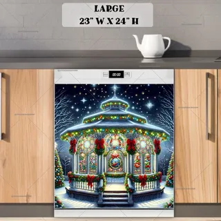 Preview of Stained Glass Christmas Gazebo magnet in Large size.