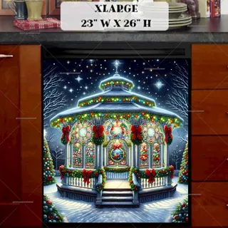 Preview of Stained Glass Christmas Gazebo magnet in Extra Large size.