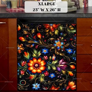 Preview of Gorgeous Mexican Folk Flowers magnet in Extra Large size.