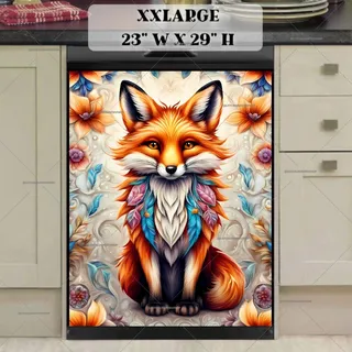 Preview of Pretty Folklore Fox and Flowers magnet in XX Large size.