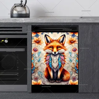 Preview of Pretty Folklore Fox and Flowers magnet.