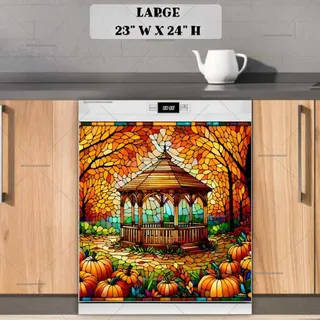 Preview of Stained Glass Autumn Gazebo magnet in Large size.