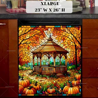 Preview of Stained Glass Autumn Gazebo magnet in Extra Large size.