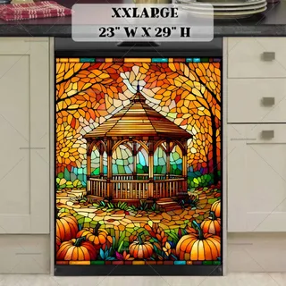 Preview of Stained Glass Autumn Gazebo magnet in XX Large size.