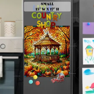 Preview of Stained Glass Autumn Gazebo magnet in Small size.