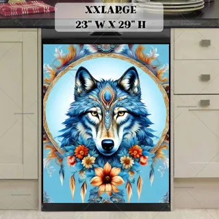 Preview of Pretty Blue Ethnic Wolf magnet in XX Large size.