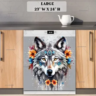 Preview of Beautiful Grey Ethnic Wolf magnet in Large size.