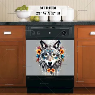 Preview of Beautiful Grey Ethnic Wolf magnet in Medium size.