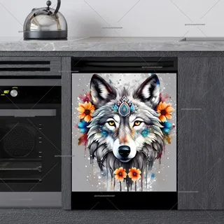 Preview of Beautiful Grey Ethnic Wolf magnet.