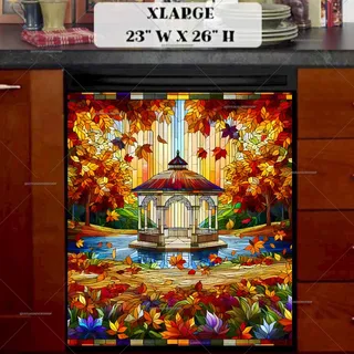 Preview of Stained Glass Fall Gazebo magnet in Extra Large size.