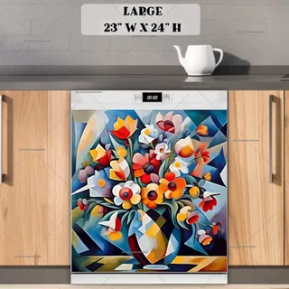 Preview of Cubist Style Abstract Flowers magnet in Large size.