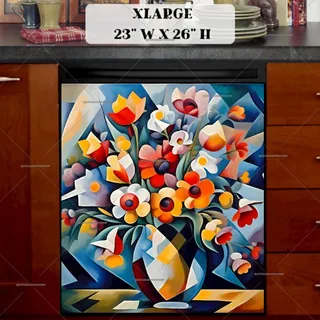 Preview of Cubist Style Abstract Flowers magnet in Extra Large size.