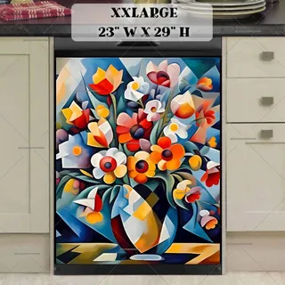 Preview of Cubist Style Abstract Flowers magnet in XX Large size.