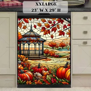 Preview of Stained Glass Gazebo and Pumpkins magnet in XX Large size.