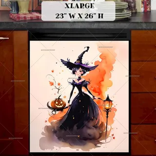 Preview of Pretty Halloween Witch magnet in Extra Large size.