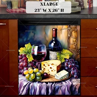 Preview of Cheese, Grape and Wine magnet in Extra Large size.