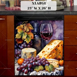 Preview of Pretty Still Life Wine Design magnet in Extra Large size.