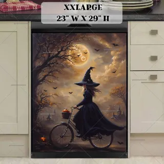 Preview of Halloween Witch on the Bike magnet in XX Large size.