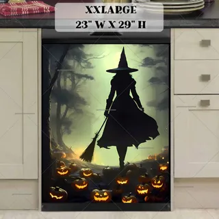 Preview of Halloween Witch and Pumpkins magnet in XX Large size.