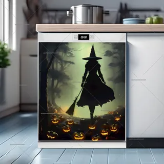 Preview of Halloween Witch and Pumpkins magnet.