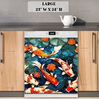 Preview of Beautiful Koi Fish in the Pond magnet in Large size.