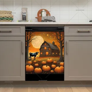 Preview of Prim Autumn Farmhouse and Cow magnet.