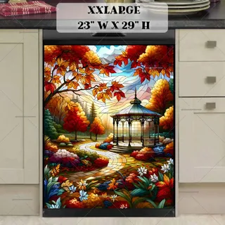 Preview of Stained Glass Autumn Park Gazebo magnet in XX Large size.