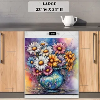 Preview of Whimsical Colorful Daisies magnet in Large size.