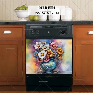 Preview of Whimsical Colorful Daisies magnet in Medium size.