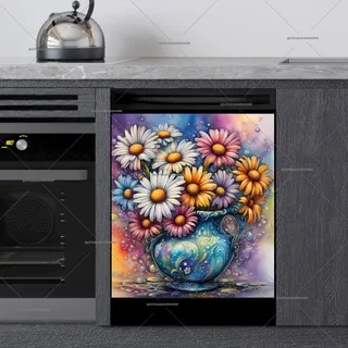 Preview of Whimsical Colorful Daisies magnet.