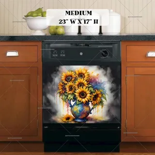 Preview of Whimsical Sunflowers in a Vase magnet in Medium size.