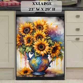 Preview of Whimsical Sunflowers in a Vase magnet in XX Large size.