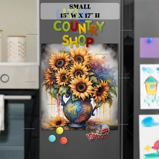 Preview of Whimsical Sunflowers in a Vase magnet in Small size.