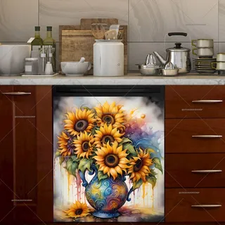 Preview of Whimsical Sunflowers in a Vase magnet.