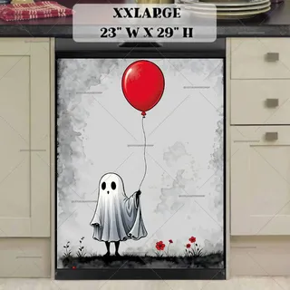 Preview of Little Ghost with a Red Balloon magnet in XX Large size.